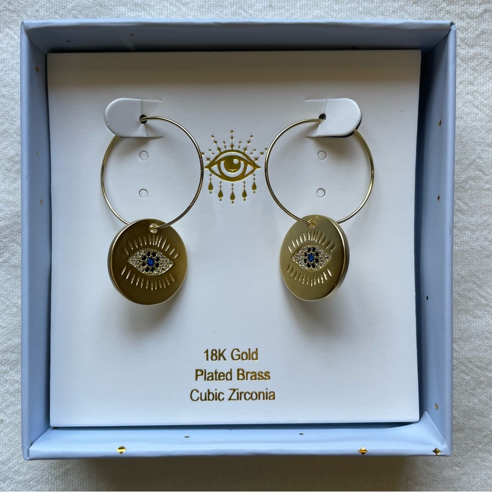 Eyecandy Evil Eye Earrings NWOT